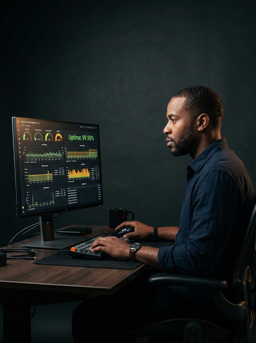 Systems Administrator Monitoring Server Dashboard