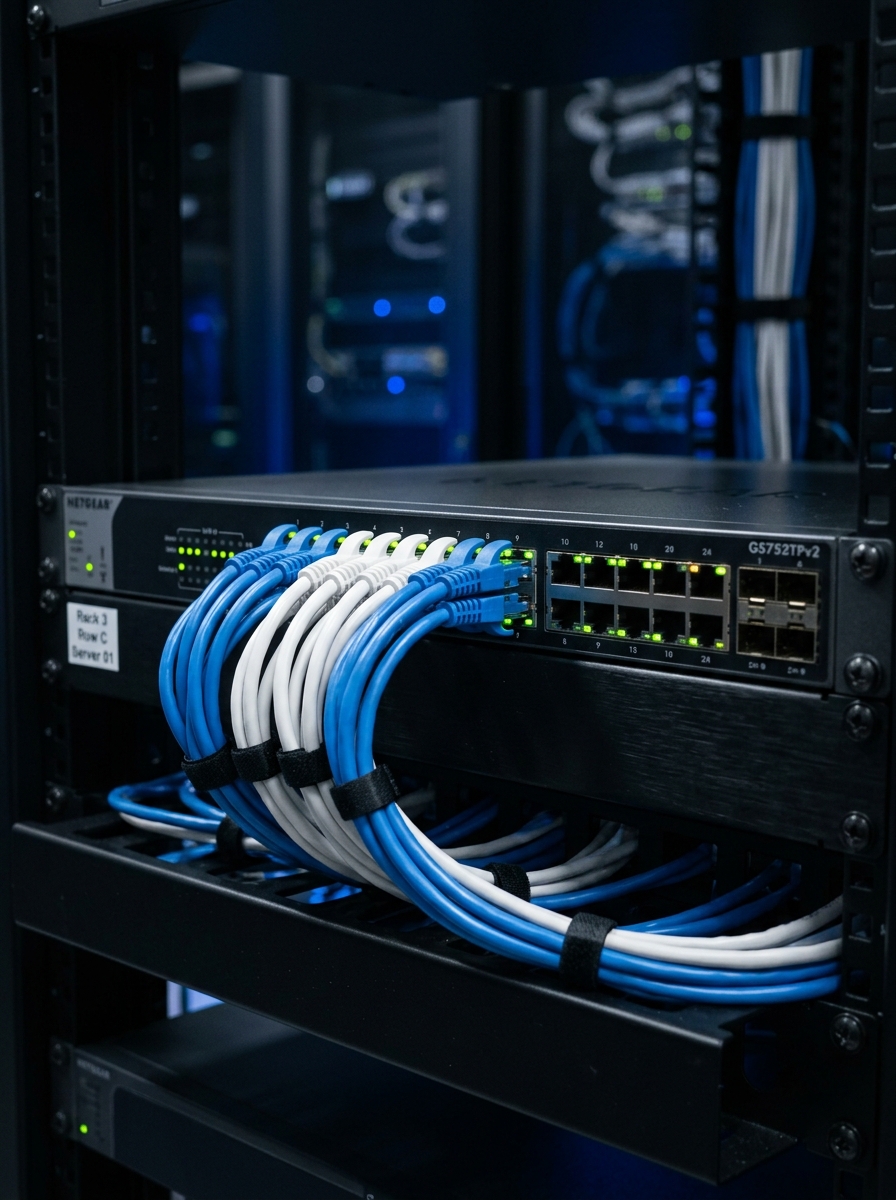 Single Networking Server with Patch Cables